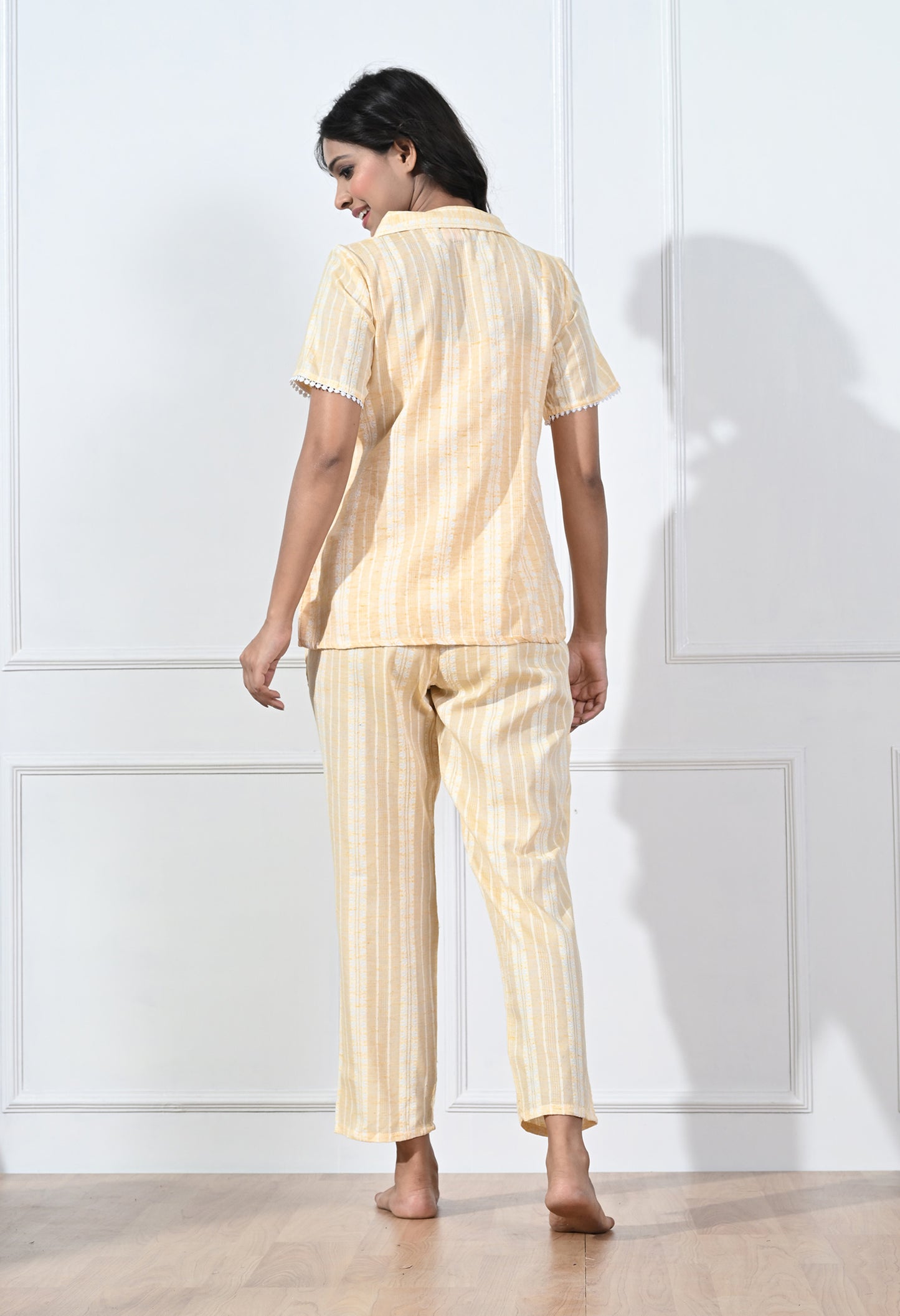 Striped printed Cotton Co-ord Night Suit Set