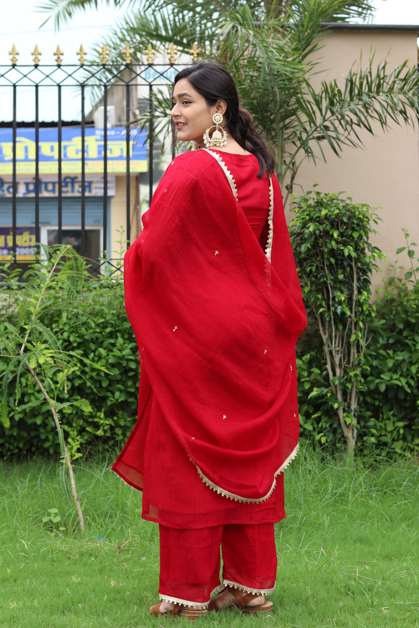Royal Rouge Hand-Embroidered Suit Set – Dabka & Cut‑Dana