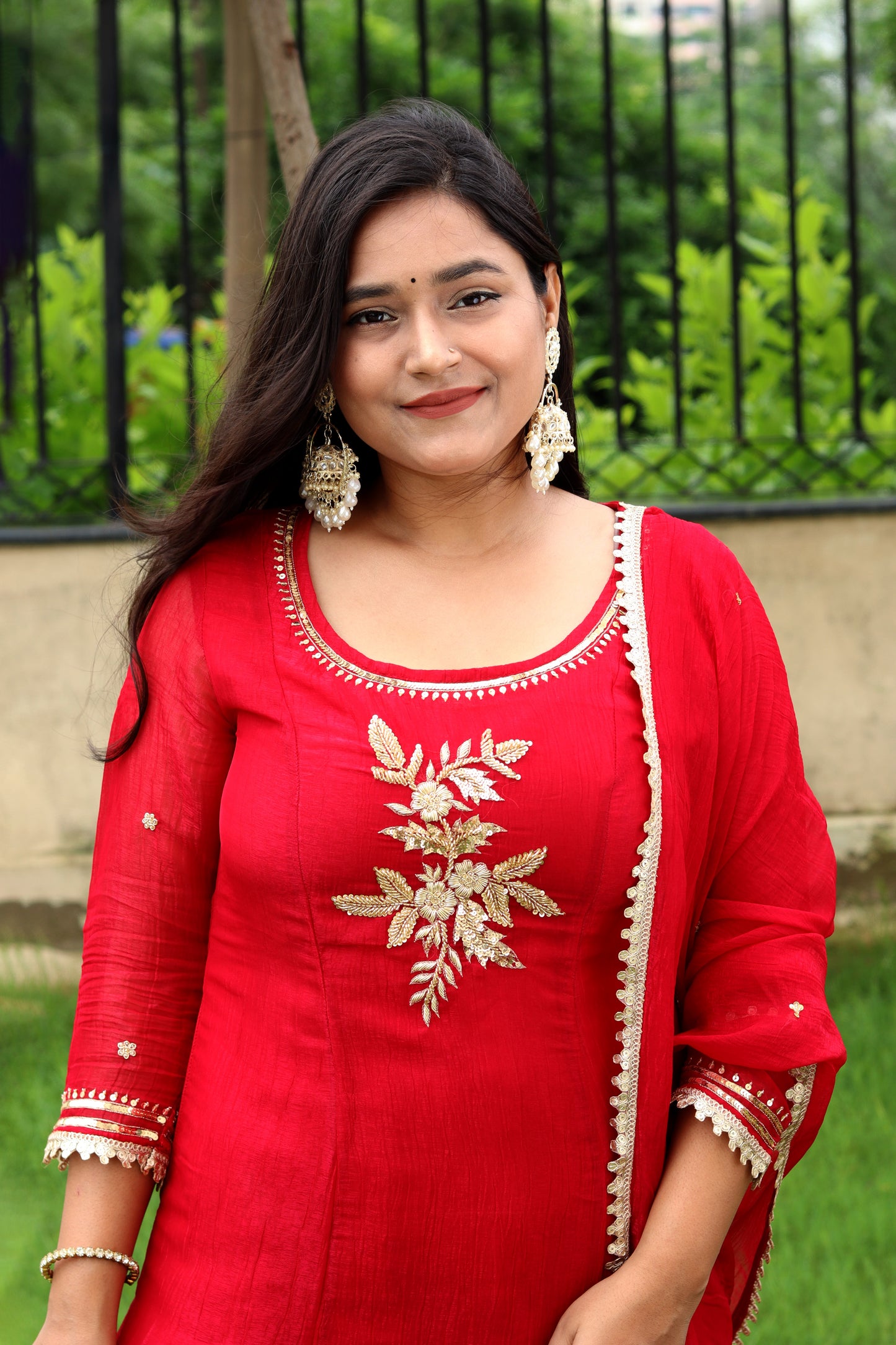 Royal Rouge Hand-Embroidered Suit Set – Dabka & Cut‑Dana